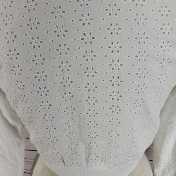 KnitWorks Girls White Eyelet Floral Cropped Zip Up Jacket Size 16 - Picture 6 of 8